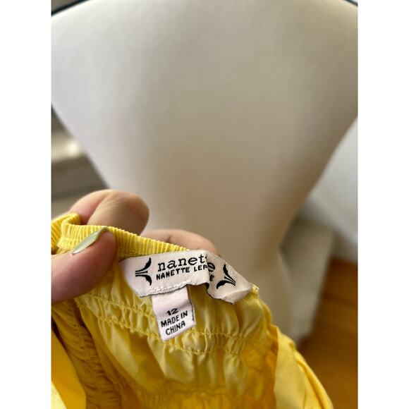 Nanette Lepore Lemon Yellow Shirred Bodice Midi Dress - Picture 4 of 7